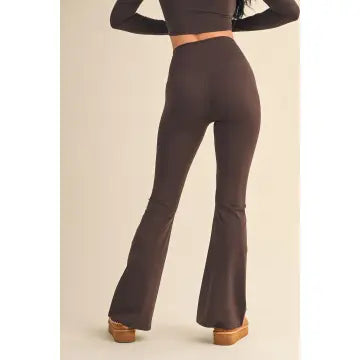 Chocolate Crossover Performance Flare Leggings