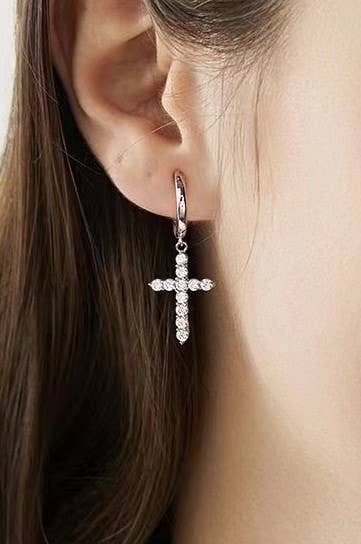 Cross Dangle Hoop