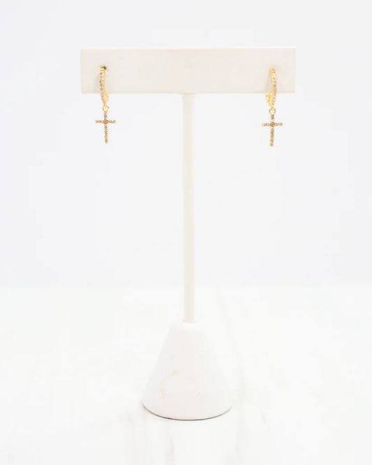 Whitney CZ Cross Mini Hoop