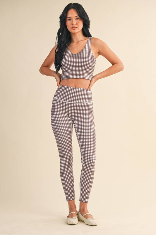 Gingham Print Aligned Performance Cropped Tank Top