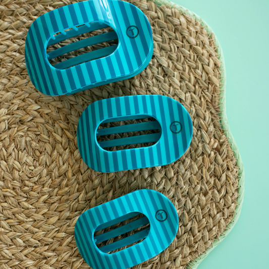Medium Cabana Cutie flat round hair clip by TELETIES, shown in soft pastel color, designed for stylish hair styling.