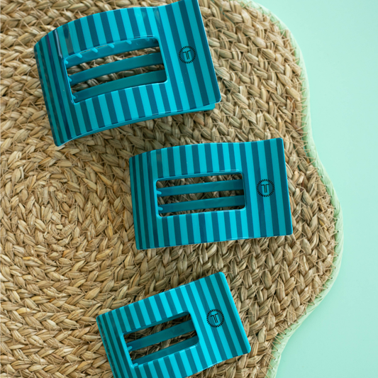 Medium TELETIES Splash Zone flat rectangle hair clip in vibrant colors, perfect for secure, stylish hair styling.