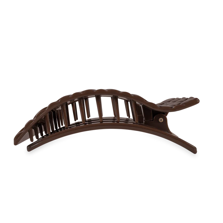 Truly Taupe Quilted Large Flat Rectangle Hair Clip - TELETIES