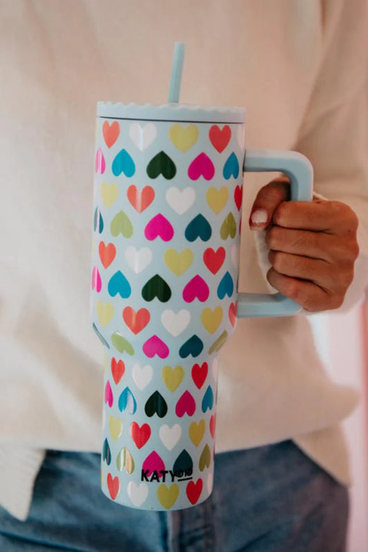 Mint Hearts 38oz Tumbler - Katydid