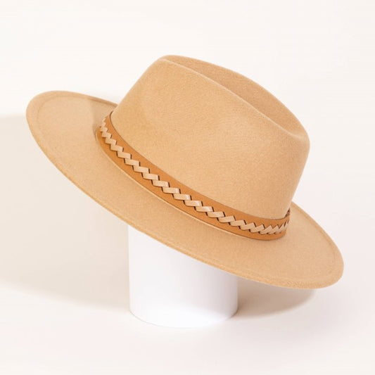 Braided Faux leather Strap Fedora