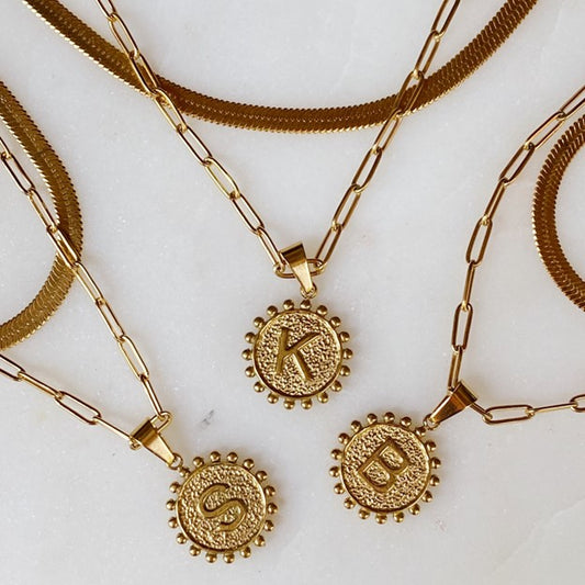 Herringbone Double Chain Initial Necklace