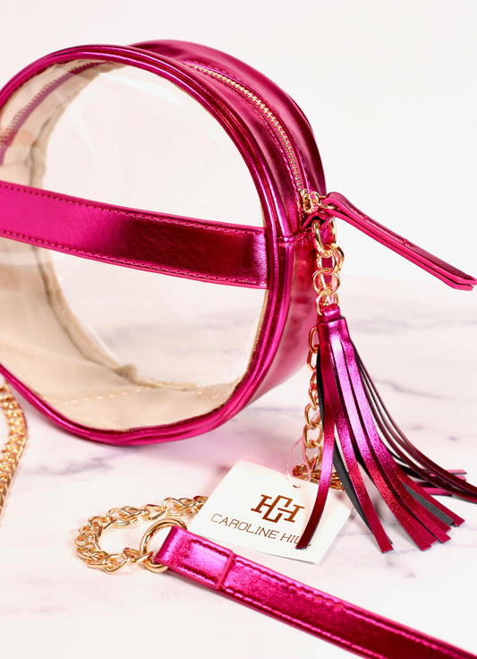 Madison Clear Crossbody -Pink Metallic