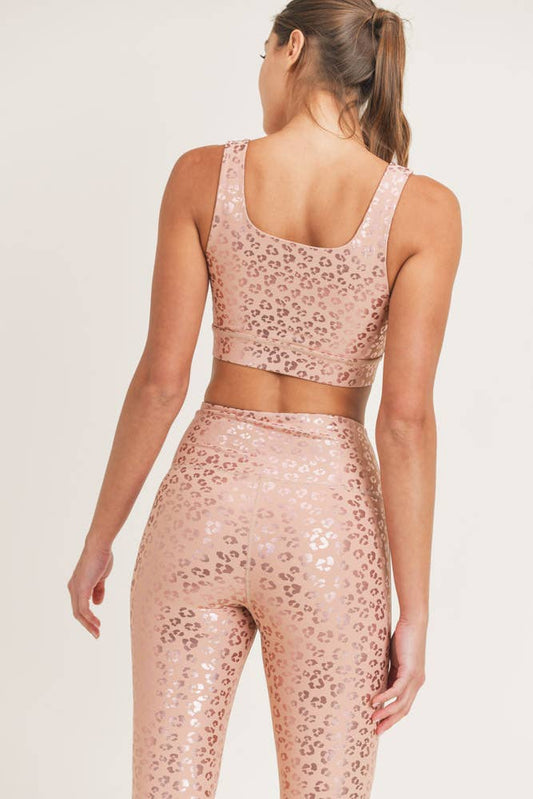 Leopard Shimmer Foil Sports Bra