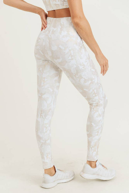 White and Gold Camo Leggings