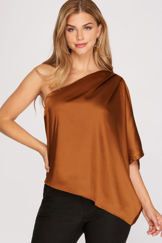 Audrey One Shoulder Satin Top